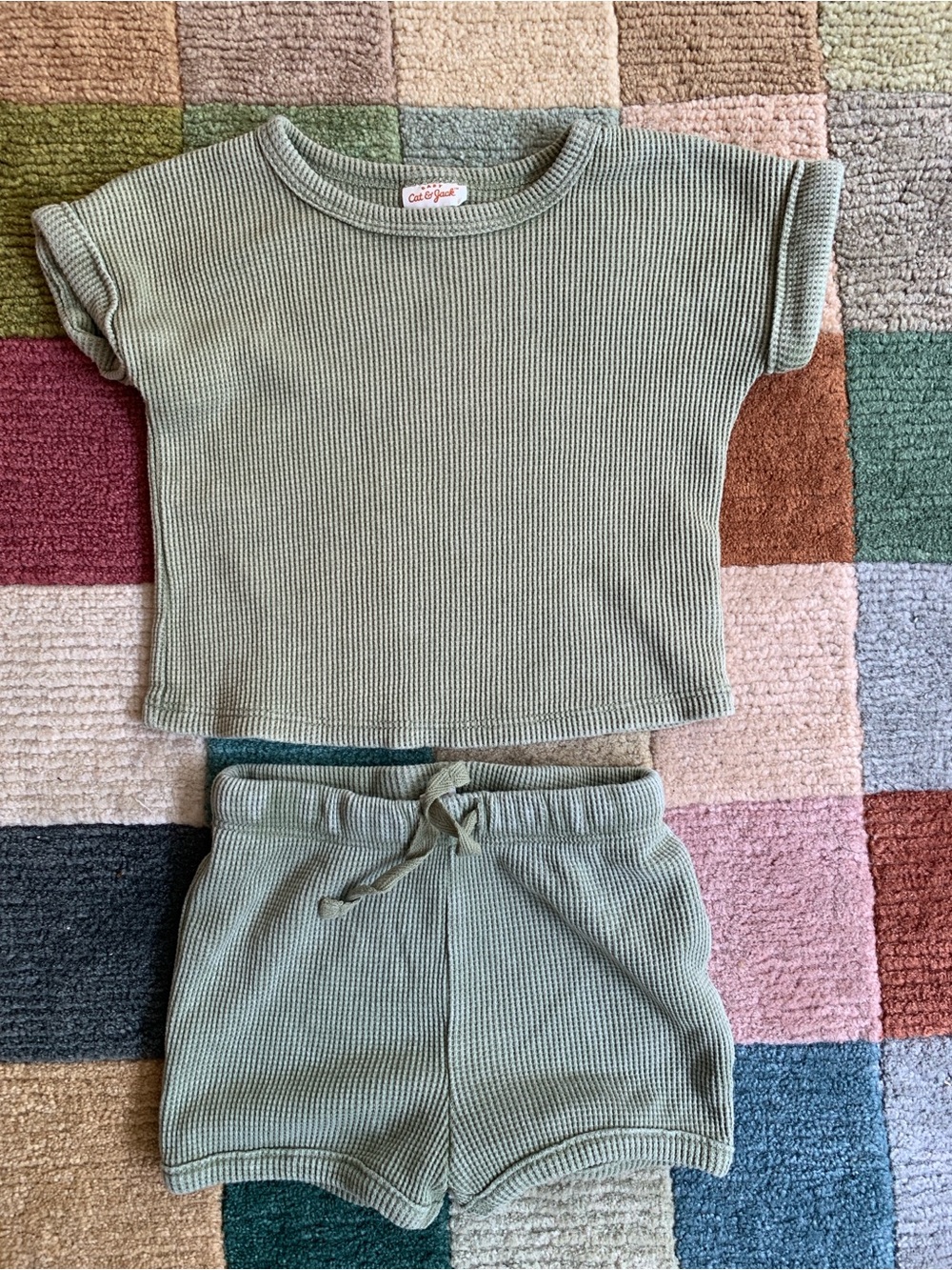 6-9M Oversized Shirt Sets Neutral Waffle Fabric - Picture 7 of 11